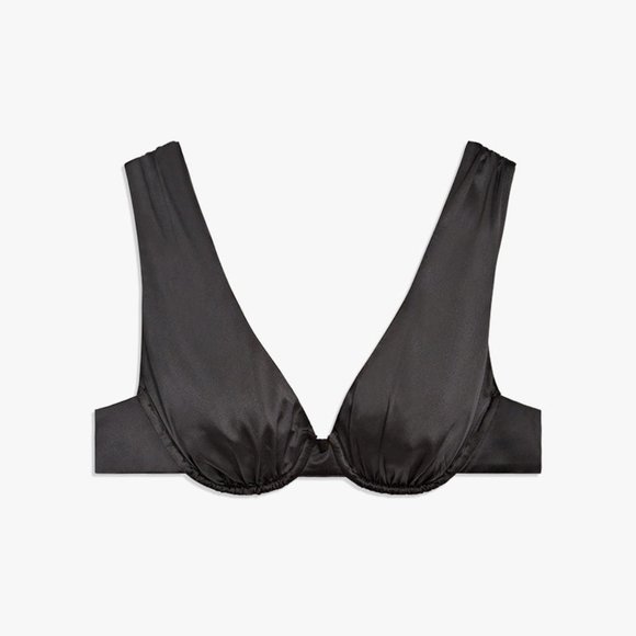 WeWoreWhat Danielle Bernstein Black Underwire V-Neck Stretch Bra Top XS - Picture 1 of 1